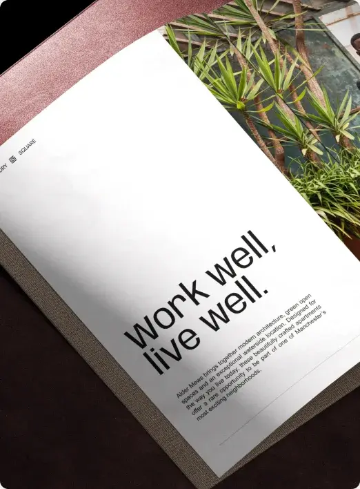 Folded brochure reading 'Work well, live well.'